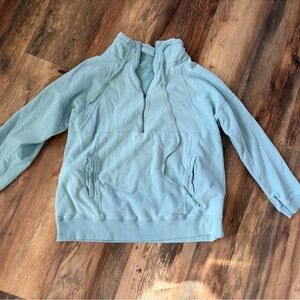 Half-Zip Pullover Hoodie in Powder Blue